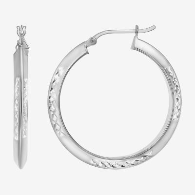 Sterling Silver 35.5mm Round Hoop Earrings