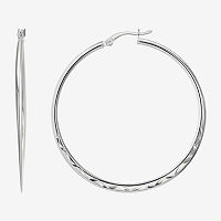 Sterling Silver 45.5mm Round Hoop Earrings, One Size