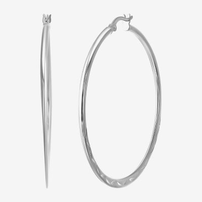 Sterling Silver 45.5mm Round Hoop Earrings