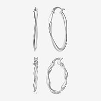 Sterling Silver Round 2 Pair Earring Set, One Size
