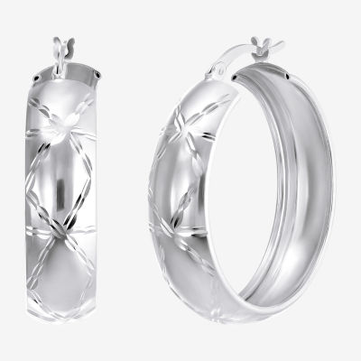 Sterling Silver 30mm Round Hoop Earrings