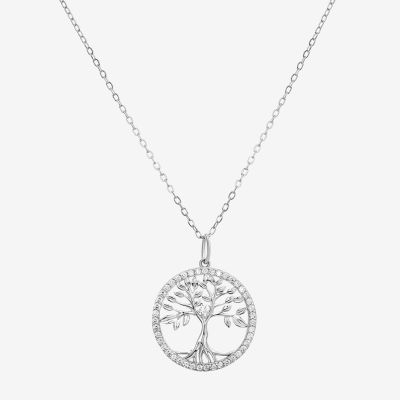 Diamonart Womens White Cubic Zirconia Sterling Silver Round Pendant Necklace