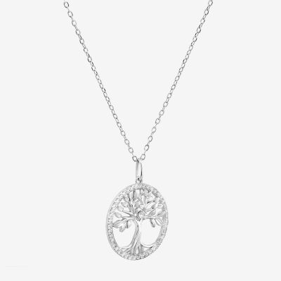 Diamonart Womens White Cubic Zirconia Sterling Silver Round Pendant Necklace