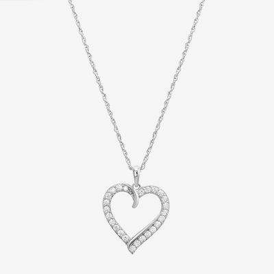 Diamonart Womens Cubic Zirconia Sterling Silver Heart Pendant Necklace