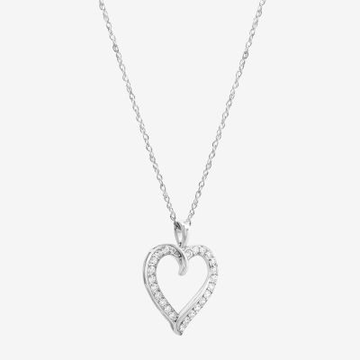 Diamonart Womens Cubic Zirconia Sterling Silver Heart Pendant Necklace