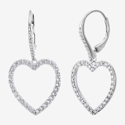 Diamonart 2 CT. T.W. White Cubic Zirconia Sterling Silver Heart Drop Earrings