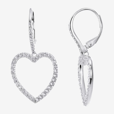 Diamonart 2 CT. T.W. White Cubic Zirconia Sterling Silver Heart Drop Earrings