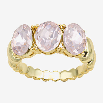 Sparkle Allure Crystal 14K Gold Over Brass Oval 3-Stone Band