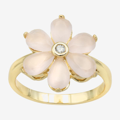 Sparkle Allure Crystal 14K Gold Over Brass Flower Cocktail Ring