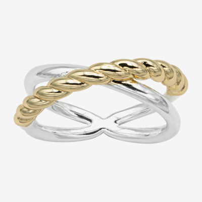 Sparkle Allure Rope & Polished Womens 5MM 14K Gold Over Brass Pure Silver Over Brass Crossover Band