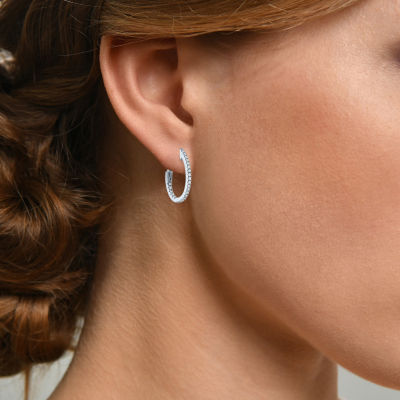 (G-H / Si2-I1) Womens 1/3 CT. T.W. Lab Grown White Diamond 10K Gold 20mm Hoop Earrings
