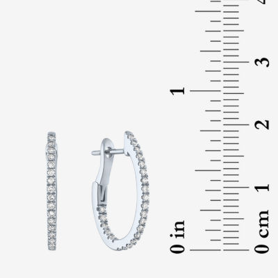 (G-H / Si2-I1) Womens 1/3 CT. T.W. Lab Grown White Diamond 10K Gold 20mm Hoop Earrings