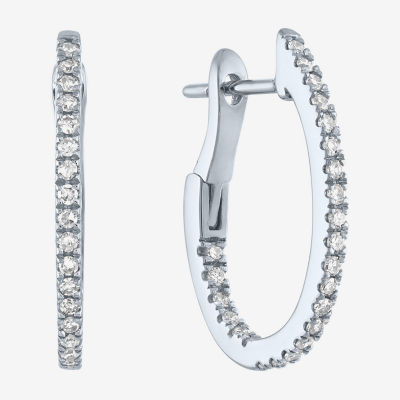 (G-H / Si2-I1) Womens 1/3 CT. T.W. Lab Grown White Diamond 10K Gold 20mm Hoop Earrings