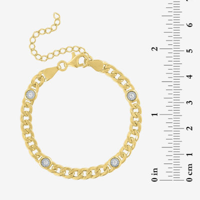 Diamond Addiction (G-H / I1-I2) 14K Gold Over Silver 8 Inch Curb Chain Bracelet