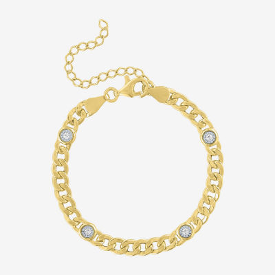 Diamond Addiction (G-H / I1-I2) 14K Gold Over Silver 8 Inch Curb Chain Bracelet