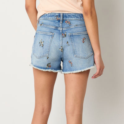 Arizona Womens High Rise Denim Short-Juniors