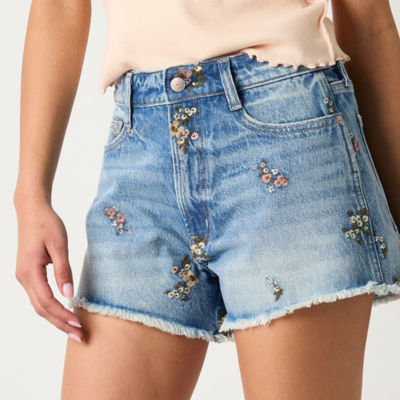 Arizona Womens High Rise Denim Short-Juniors