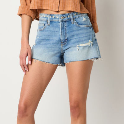 Arizona Womens High Rise Denim Short-Juniors