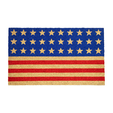 Northlight Stars And Stripes Coir Outdoor Star Indoor Rectangular Doormats, One Size, Blue