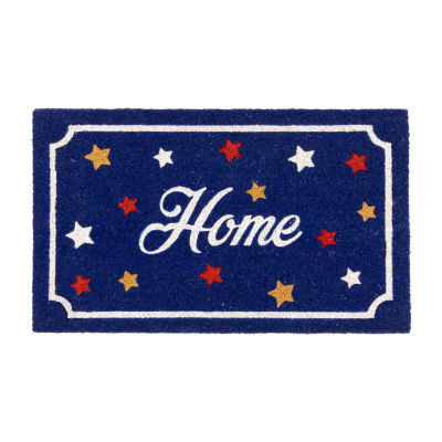 Northlight Blue Coir Americana Outdoor Indoor Rectangular Doormat