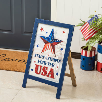 Glitzhome Americana Wooden Easel Porch Sign