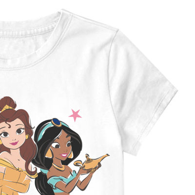 Disney Collection Little & Big Girls Crew Neck Short Sleeve Princess Graphic T-Shirt