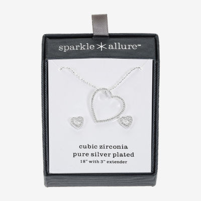 Sparkle Allure Womens Cubic Zirconia 14K Gold Over Brass Heart 2-pc. Jewelry Set