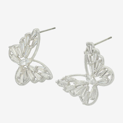 Sparkle Allure Cubic Zirconia 22.2mm Butterfly Stud Earrings