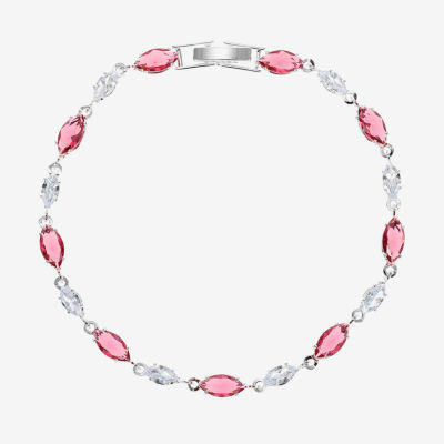 Sparkle Allure Womens Red Cubic Zirconia Pure Silver Over Brass Marquise 7.5 Inch Tennis Bracelet