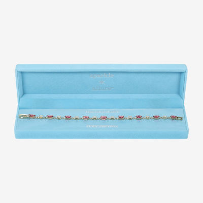 Sparkle Allure Womens Red Cubic Zirconia 14K Gold Over Brass Marquise 7.5 Inch Tennis Bracelet