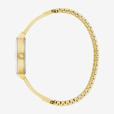 Caravelle Designed By Bulova Womens Crystal Accent Gold Tone Stainless Steel Bangle Watch 44l226
