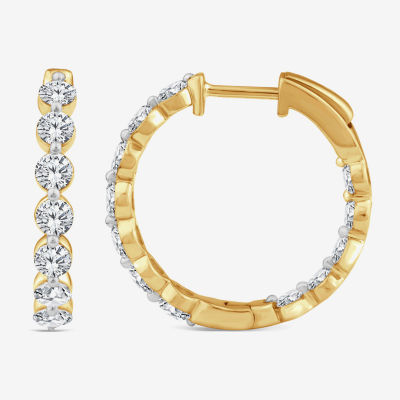 (F,Si2)\T\T Womens 2 CT. T.W. Lab Grown White Diamond 10K Gold 17.2mm Hoop Earrings