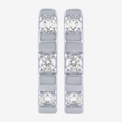 (G/ Si2) Womens 1/4 CT. T.W. Lab Grown White Diamond 10K Gold 13.8mm Hoop Earrings