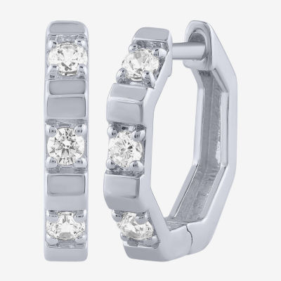(G/ Si2) Womens 1/4 CT. T.W. Lab Grown White Diamond 10K Gold 13.8mm Hoop Earrings