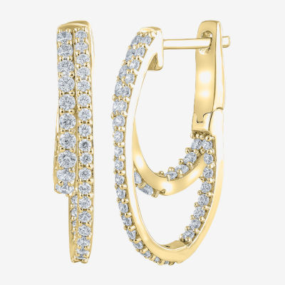 (G/ Si2) Womens 1 CT. T.W. Lab Grown White Diamond 10K White Gold 22.5mm Hoop Earrings