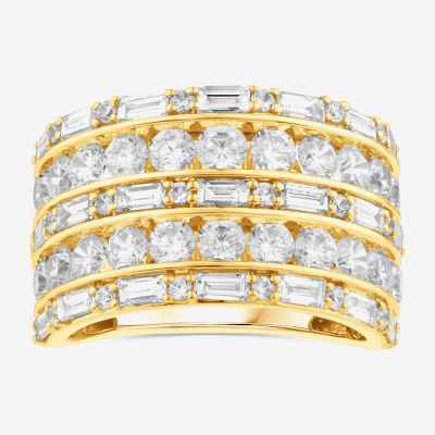(F, Si2) Womens 3 CT. T.W. Lab Grown White Diamond 10K Gold Cocktail Ring
