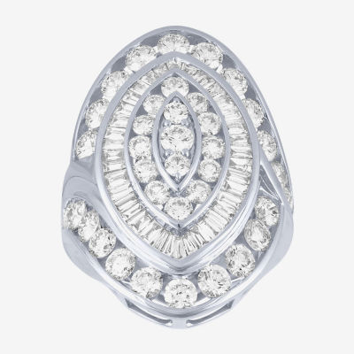 G/Si2) Womens CT. T.W. Lab Grown White Diamond 10K Gold Marquise Cluster Cocktail Ring