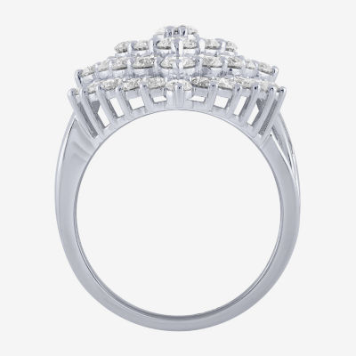 (G/ Si2) Womens 4 CT. T.W. Lab Grown White Diamond 10K Gold Marquise Cocktail Ring