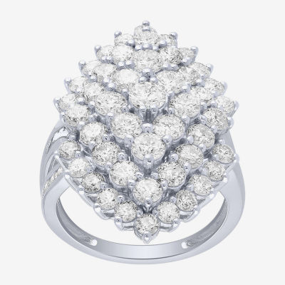 (G/ Si2) Womens 4 CT. T.W. Lab Grown White Diamond 10K Gold Marquise Cocktail Ring