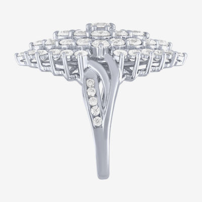 (G/ Si2) Womens 4 CT. T.W. Lab Grown White Diamond 10K Gold Marquise Cocktail Ring