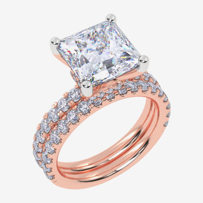 Signature By Modern Bride (G / Vs2-Si1) Womens 6 CT. T.W. Lab Grown White Diamond 14K Rose Gold Side Stone Bridal Set