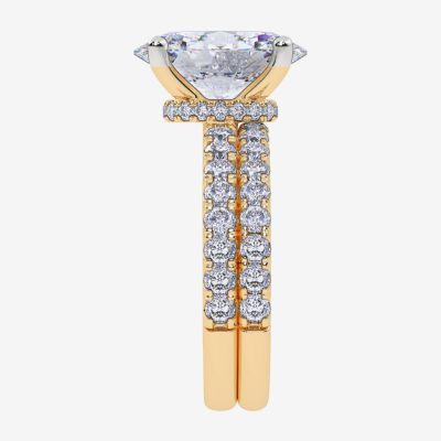 Signature By Modern Bride (G / Vs2-Si1) Womens 6 CT. T.W. Lab Grown White Diamond 14K Gold Oval Side Stone Bridal Set