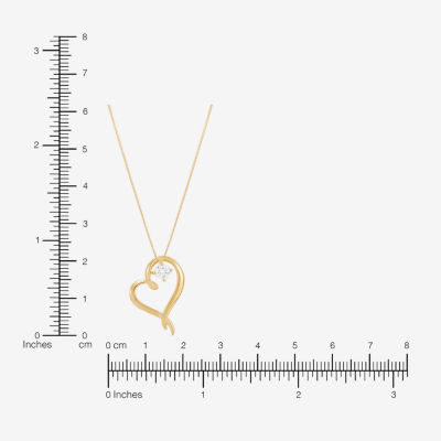 (H-1/Si2) Womens 1/4 CT. T.W. Lab Grown White Diamond 14K Gold Over Silver Sterling Silver Heart 18 Inch Pendant Necklace