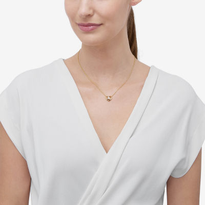 (H-I Womens 1/4 CT. T.W. Lab Grown White Diamond 14K Gold Over Silver Sterling Silver Heart 18 Inch Pendant Necklace