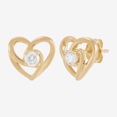 (H-I,Si2) 1/4 CT. T.W. Lab Grown White Diamond 14K Gold Over Silver Sterling Silver 9.6mm Heart Stud Earrings