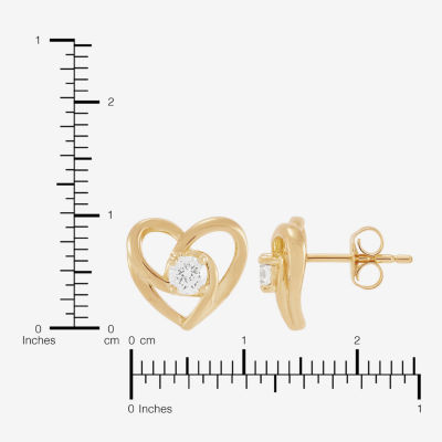 (H-I,Si2) 1/4 CT. T.W. Lab Grown White Diamond 14K Gold Over Silver Sterling Silver 9.6mm Heart Stud Earrings