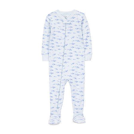 Carter's Baby Boys Footed Long Sleeve One Piece Pajama, 18 Months, Blue