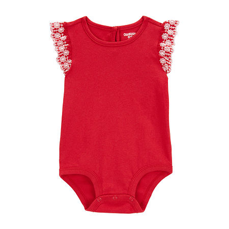 Oshkosh Baby Girls Short Sleeve Bodysuit, 12 Months, Red