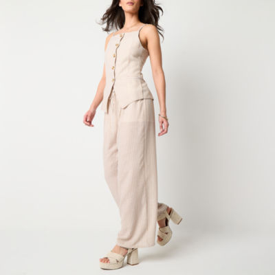 by&by-Juniors Womens Loose Fit Wide Leg Trouser