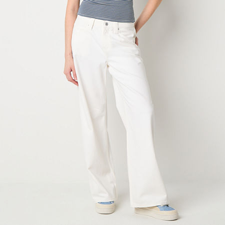 Arizona Juniors Womens Low Rise Wide Leg Jean, 4, White